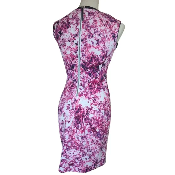 Lark & Ro Women's 2P Sleeveless Hot Pink Sheath Party Dress Y2K Barbiecore Midi - Picture 2 of 11